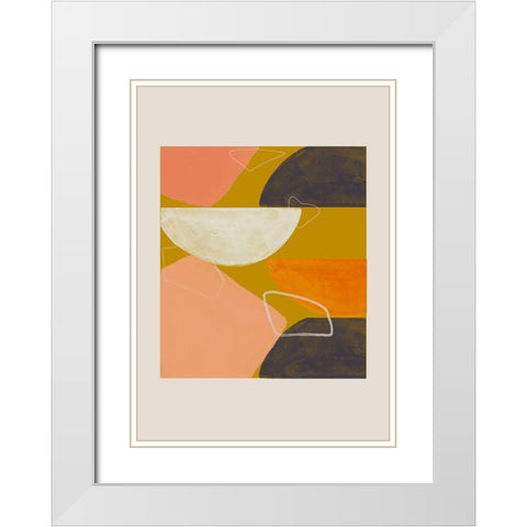 Abstract Composition White Modern Wood Framed Art Print with Double Matting by The Miuus Studio