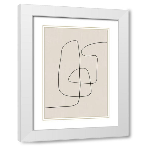 Line Art Modern White Modern Wood Framed Art Print with Double Matting by The Miuus Studio