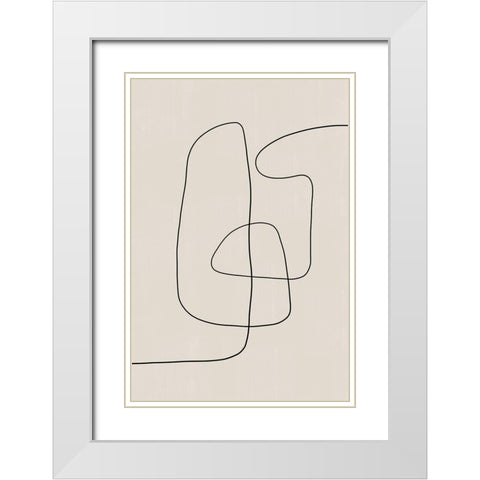 Line Art Modern White Modern Wood Framed Art Print with Double Matting by The Miuus Studio