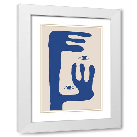 Abstract Face No1. White Modern Wood Framed Art Print with Double Matting by The Miuus Studio