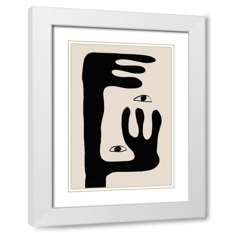 Abstract Face No2. White Modern Wood Framed Art Print with Double Matting by The Miuus Studio