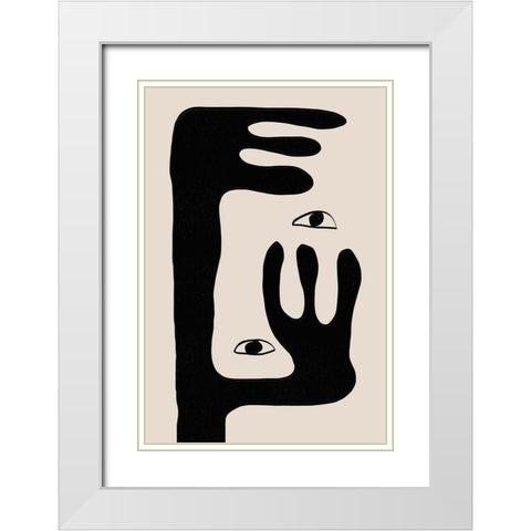 Abstract Face No2. White Modern Wood Framed Art Print with Double Matting by The Miuus Studio