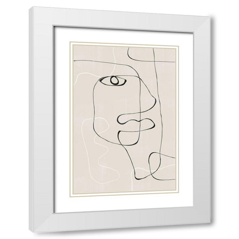 Abstract Face No1. White Modern Wood Framed Art Print with Double Matting by The Miuus Studio