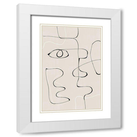 Abstract Face No2. White Modern Wood Framed Art Print with Double Matting by The Miuus Studio