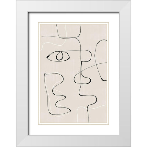Abstract Face No2. White Modern Wood Framed Art Print with Double Matting by The Miuus Studio