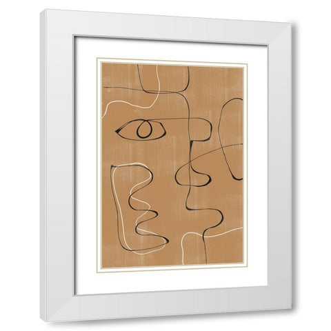 Abstract Face No3. White Modern Wood Framed Art Print with Double Matting by The Miuus Studio