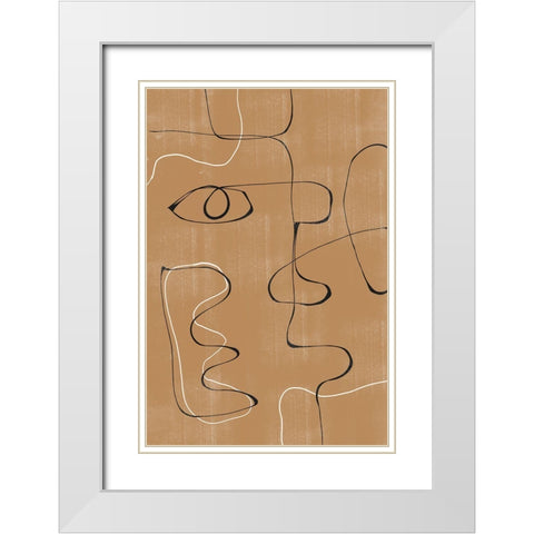 Abstract Face No3. White Modern Wood Framed Art Print with Double Matting by The Miuus Studio