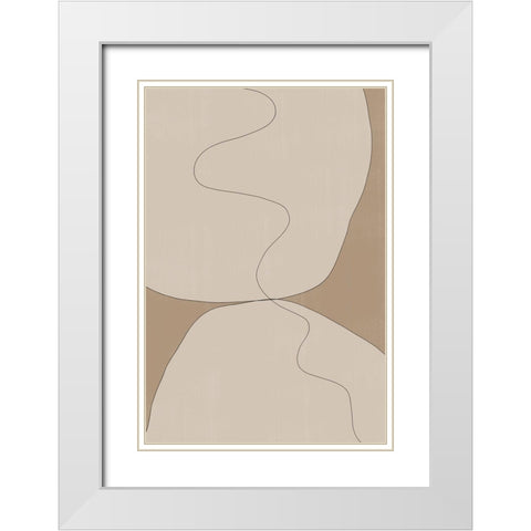 Beige Stones White Modern Wood Framed Art Print with Double Matting by The Miuus Studio