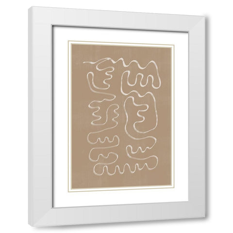 Abstract Lines No1. White Modern Wood Framed Art Print with Double Matting by The Miuus Studio