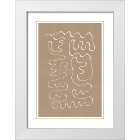 Abstract Lines No1. White Modern Wood Framed Art Print with Double Matting by The Miuus Studio