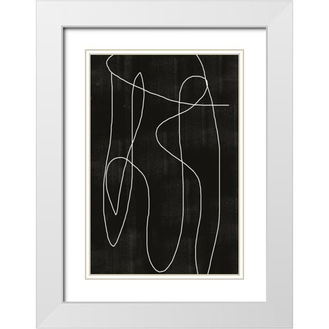 Abstract Line No2. White Modern Wood Framed Art Print with Double Matting by The Miuus Studio