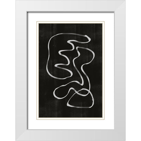 Abstract Line No3. White Modern Wood Framed Art Print with Double Matting by The Miuus Studio