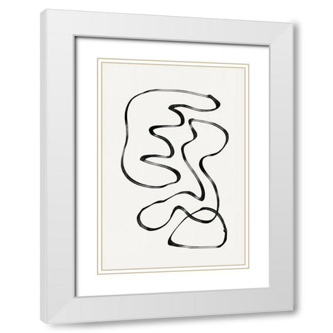 Abstract Line No4. White Modern Wood Framed Art Print with Double Matting by The Miuus Studio