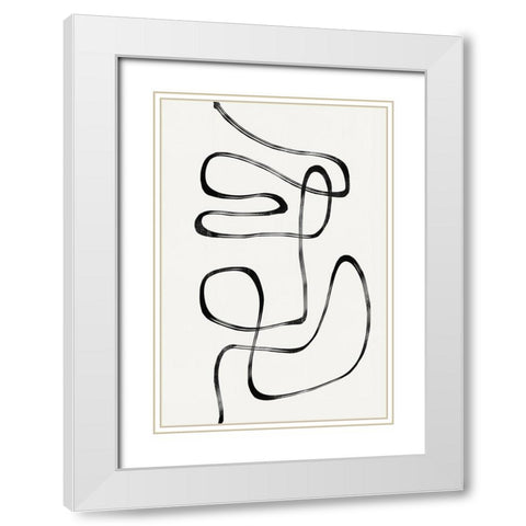 Abstract Line No5. White Modern Wood Framed Art Print with Double Matting by The Miuus Studio