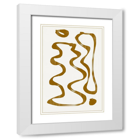 Abstract Line No7. White Modern Wood Framed Art Print with Double Matting by The Miuus Studio