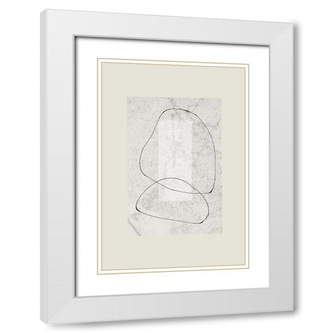 Composition IV White Modern Wood Framed Art Print with Double Matting by The Miuus Studio
