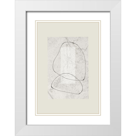 Composition IV White Modern Wood Framed Art Print with Double Matting by The Miuus Studio