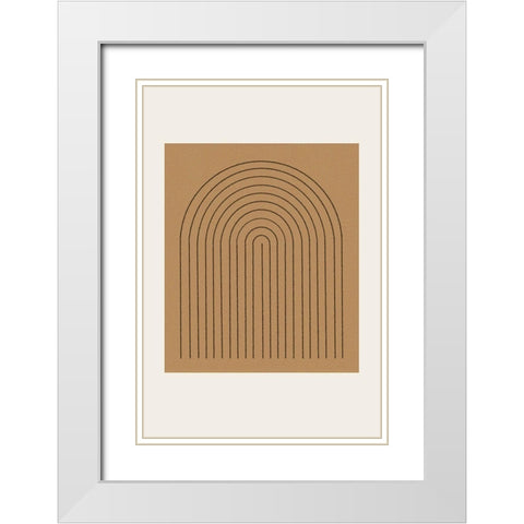 Composition V White Modern Wood Framed Art Print with Double Matting by The Miuus Studio