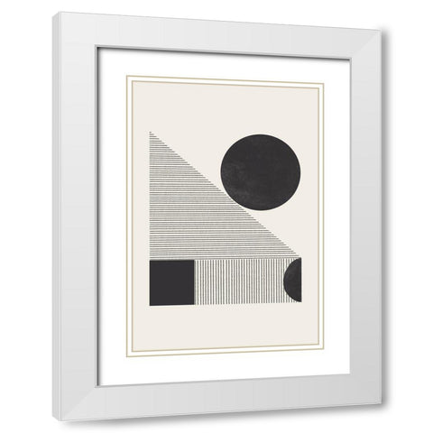 Composition IX White Modern Wood Framed Art Print with Double Matting by The Miuus Studio