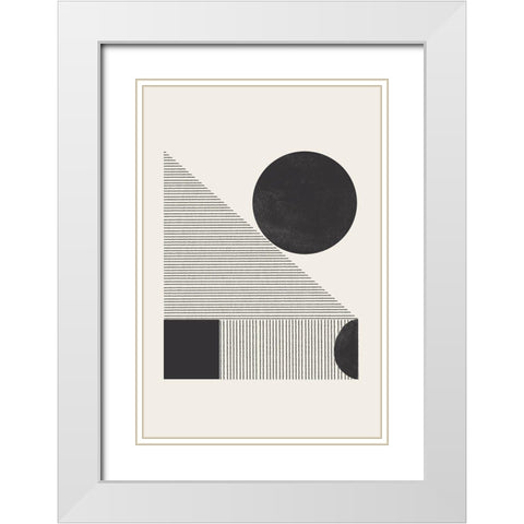Composition IX White Modern Wood Framed Art Print with Double Matting by The Miuus Studio