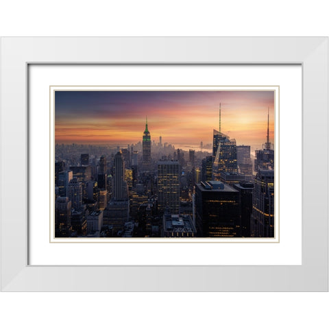 Big Apple White Modern Wood Framed Art Print with Double Matting by Ruiz Dueso, Jorge