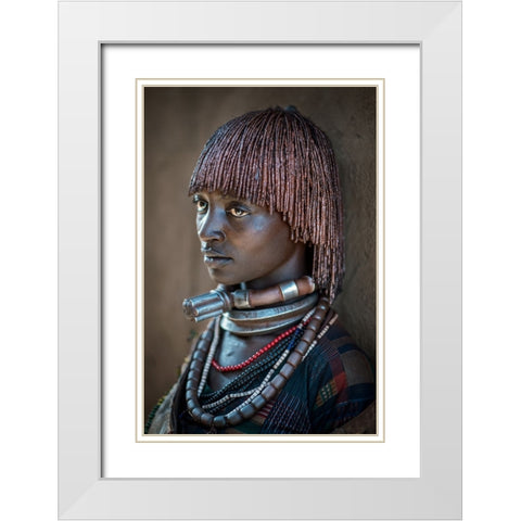 Hamar Woman White Modern Wood Framed Art Print with Double Matting by Cole, Trevor