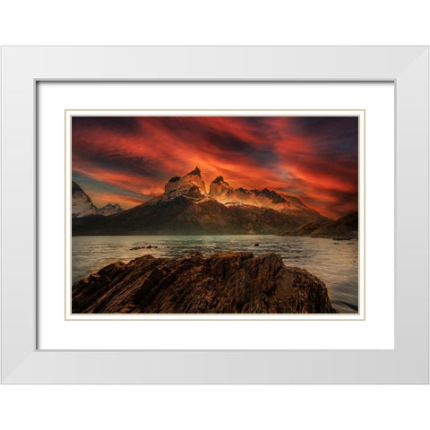 Mountain color White Modern Wood Framed Art Print with Double Matting by Su, Yuan