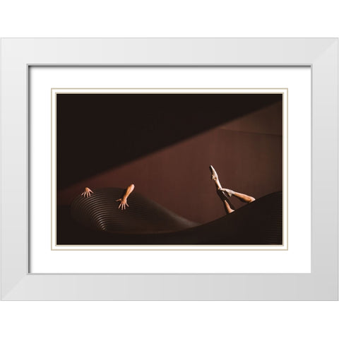 Where Is My Mind White Modern Wood Framed Art Print with Double Matting by Nitzan, Oshrit