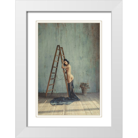 Belle Fleur White Modern Wood Framed Art Print with Double Matting by InTheMoment
