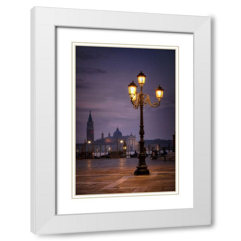 Sunrise in Venice White Modern Wood Framed Art Print with Double Matting by Lopez, Bartolome