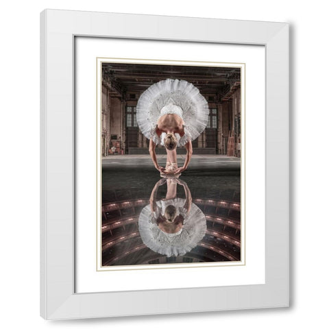BallerinaStage White Modern Wood Framed Art Print with Double Matting by Egger, Marcel