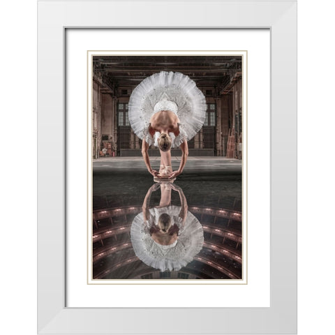 BallerinaStage White Modern Wood Framed Art Print with Double Matting by Egger, Marcel