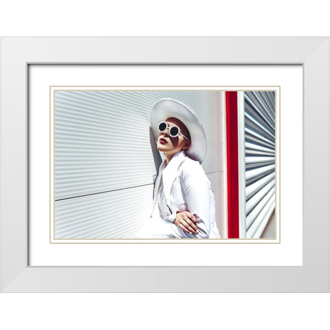 Crossing the Red Line White Modern Wood Framed Art Print with Double Matting by Bolgov (Axe), Ruslan