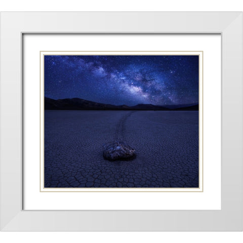 Milky Way Over The Racetrack White Modern Wood Framed Art Print with Double Matting by Zhang, Anna