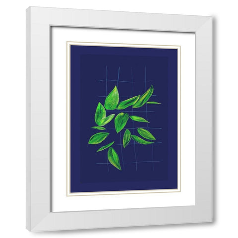 Grid leaves 1 White Modern Wood Framed Art Print with Double Matting by Woelders, Tania Sloth