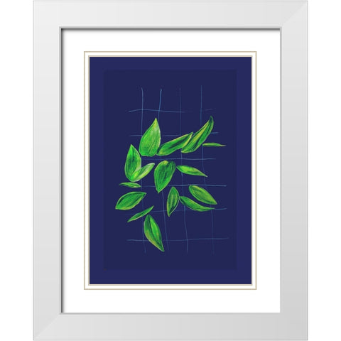 Grid leaves 1 White Modern Wood Framed Art Print with Double Matting by Woelders, Tania Sloth