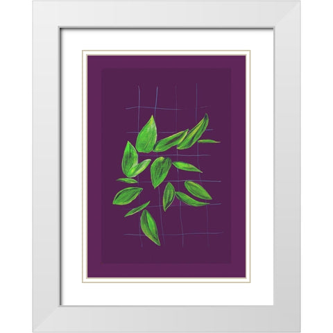 Grid leaves 2 White Modern Wood Framed Art Print with Double Matting by Woelders, Tania Sloth