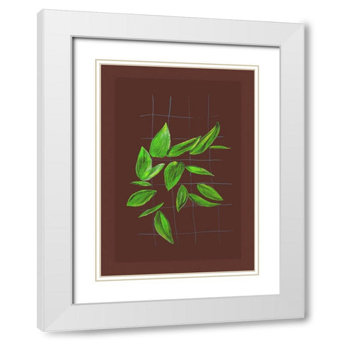 Grid leaves 3 White Modern Wood Framed Art Print with Double Matting by Woelders, Tania Sloth