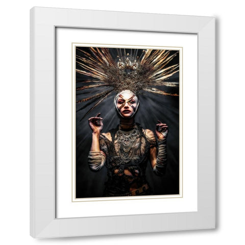 We come in peace White Modern Wood Framed Art Print with Double Matting by Tesching, Klaus