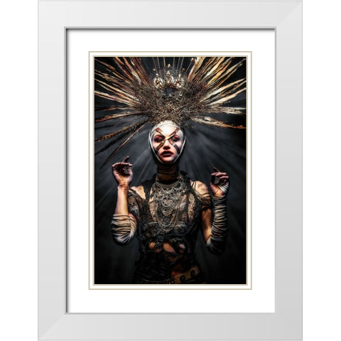 We come in peace White Modern Wood Framed Art Print with Double Matting by Tesching, Klaus
