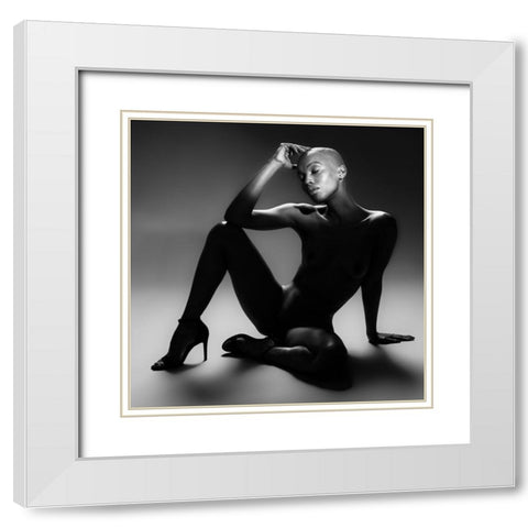 Triangles White Modern Wood Framed Art Print with Double Matting by Weiss, Konstantin