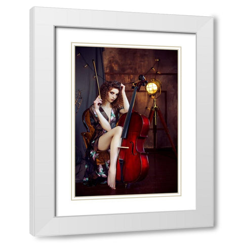 Music is my sweetest escape White Modern Wood Framed Art Print with Double Matting by Bolgov (Axe), Ruslan