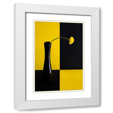Still life with dandelion White Modern Wood Framed Art Print with Double Matting by Hrabinsky, Peter