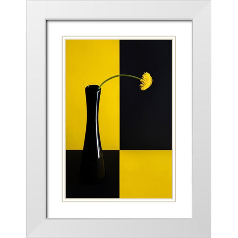 Still life with dandelion White Modern Wood Framed Art Print with Double Matting by Hrabinsky, Peter