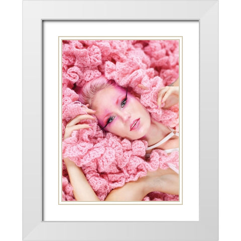 pink lady White Modern Wood Framed Art Print with Double Matting by Allmaier, Michael