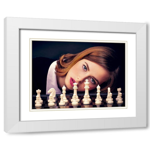 Queens Gambit White Modern Wood Framed Art Print with Double Matting by Rozenberg Sherez, Ifat