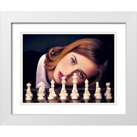 Queens Gambit White Modern Wood Framed Art Print with Double Matting by Rozenberg Sherez, Ifat