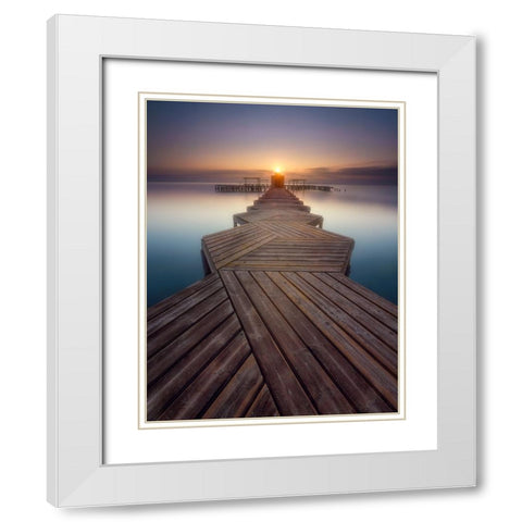 Palkway in the sun White Modern Wood Framed Art Print with Double Matting by Lopez, Bartolome