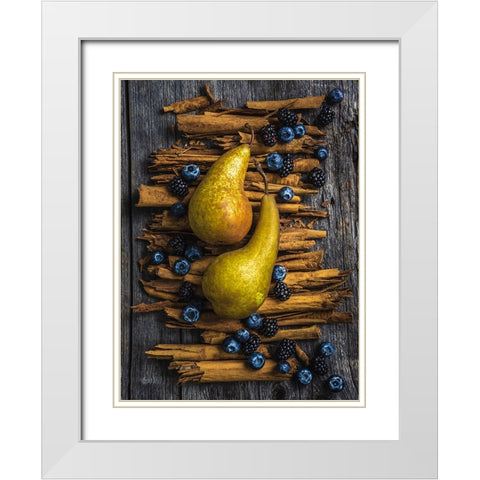 Pears and cinammon White Modern Wood Framed Art Print with Double Matting by Shapiro, Alan