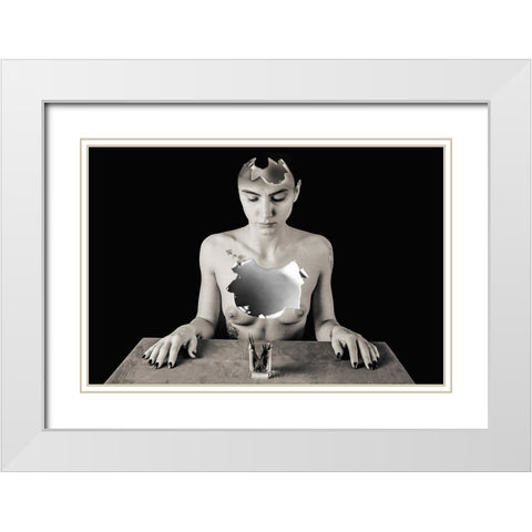 Untitled White Modern Wood Framed Art Print with Double Matting by Bousca, Bogdan